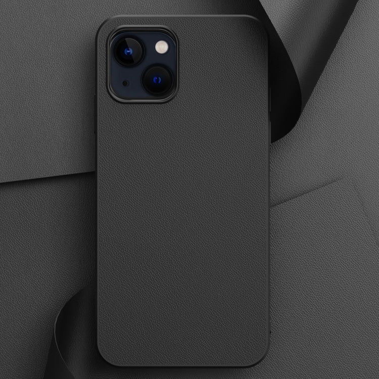 For iPhone 14 Plain Skin Leather Phone Case