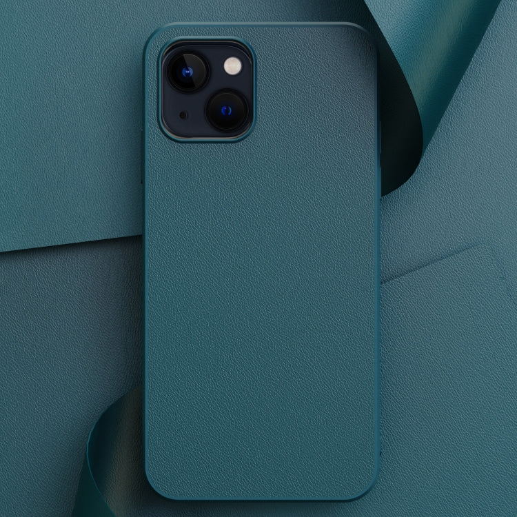 For iPhone 14 Plus Plain Skin Leather Phone Case