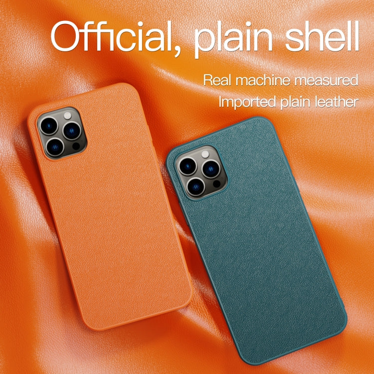 For iPhone 14 Pro Plain Skin Leather Phone Case