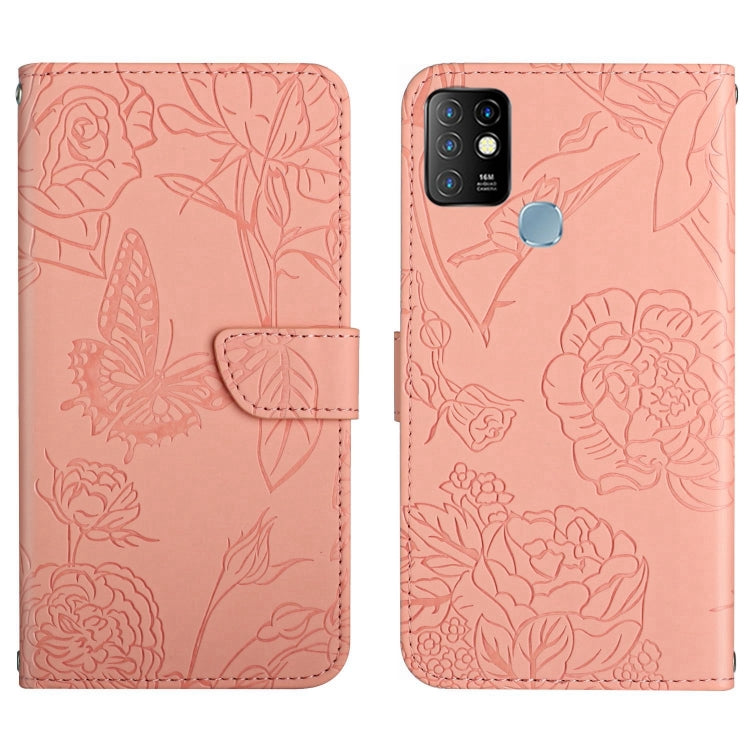 For Infinix Hot 10 HT03 Skin Feel Butterfly Embossed Flip Leather Phone Case
