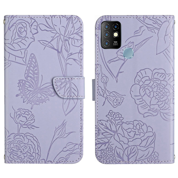 For Infinix Hot 10 HT03 Skin Feel Butterfly Embossed Flip Leather Phone Case