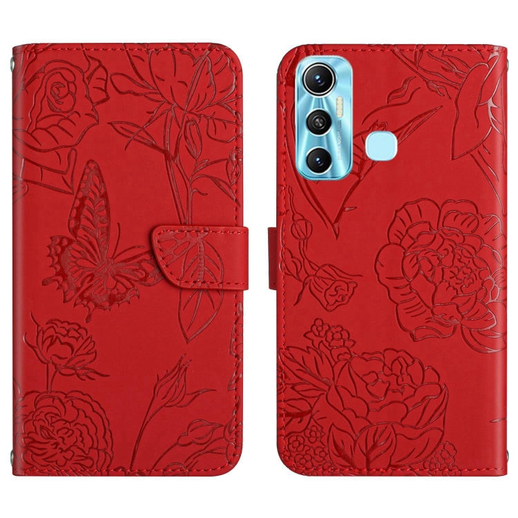 For Infinix Hot 11 HT03 Skin Feel Butterfly Embossed Flip Leather Phone Case