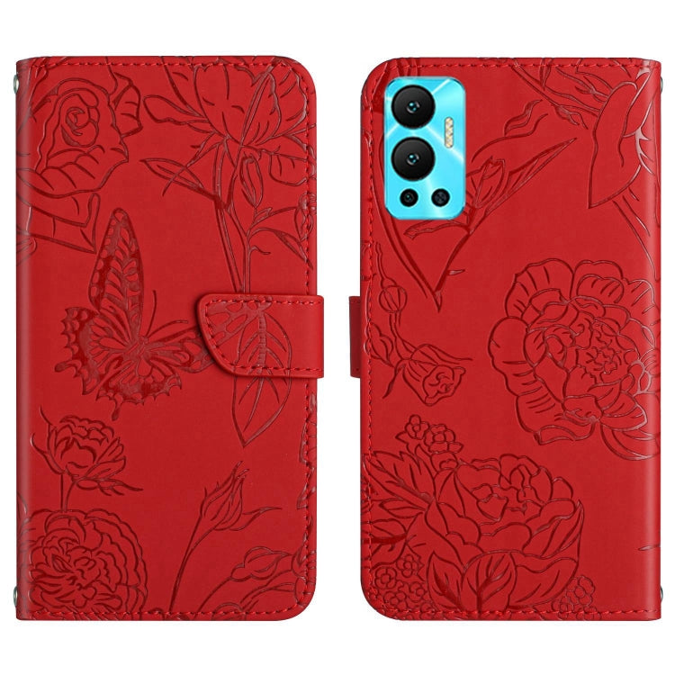 For Infinix Hot 12 HT03 Skin Feel Butterfly Embossed Flip Leather Phone Case
