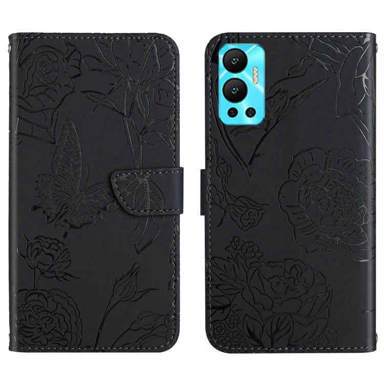 For Infinix Hot 12 HT03 Skin Feel Butterfly Embossed Flip Leather Phone Case