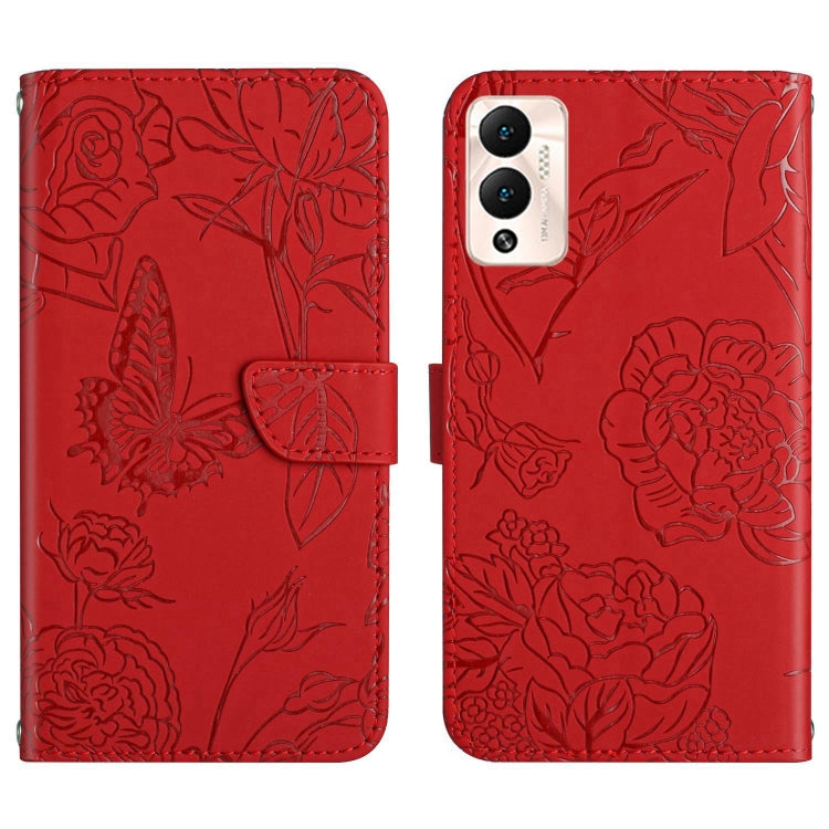 For Infinix Hot 12 Play HT03 Skin Feel Butterfly Embossed Flip Leather Phone Case