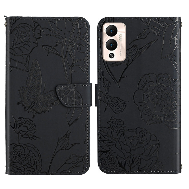 For Infinix Hot 12 Play HT03 Skin Feel Butterfly Embossed Flip Leather Phone Case