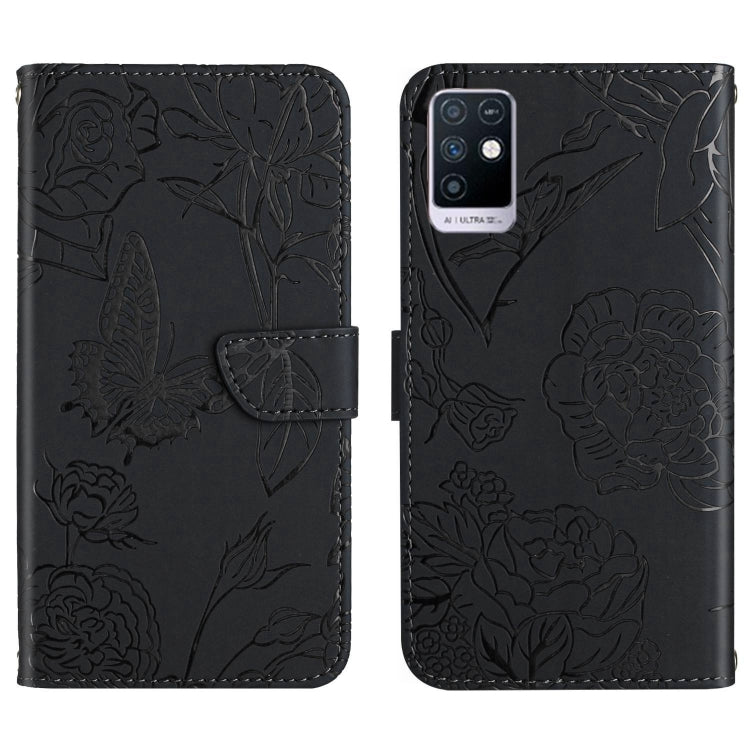 For Infinix Note 10 HT03 Skin Feel Butterfly Embossed Flip Leather Phone Case