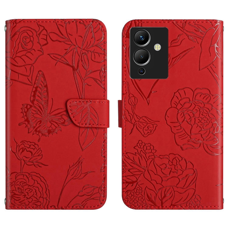 For Infinix Note 12 G96 HT03 Skin Feel Butterfly Embossed Flip Leather Phone Case