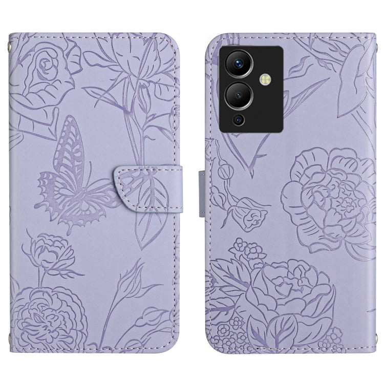 For Infinix Note 12 G96 HT03 Skin Feel Butterfly Embossed Flip Leather Phone Case
