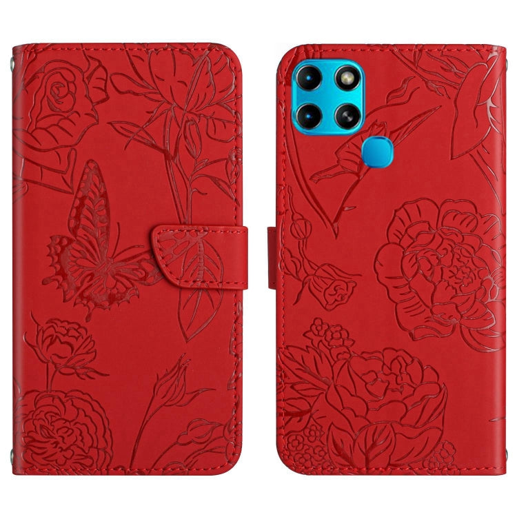 For Infinix Smart 6 HT03 Skin Feel Butterfly Embossed Flip Leather Phone Case