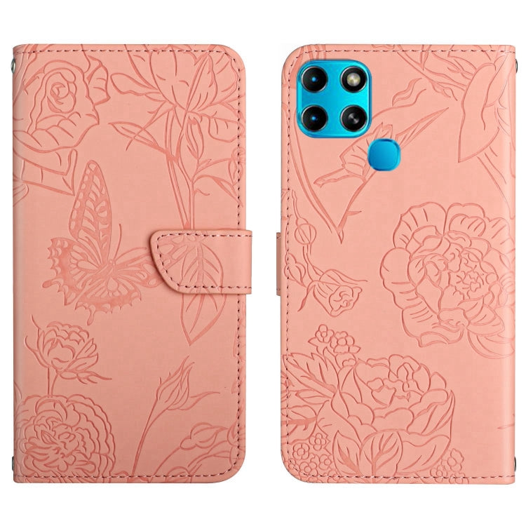 For Infinix Smart 6 HT03 Skin Feel Butterfly Embossed Flip Leather Phone Case