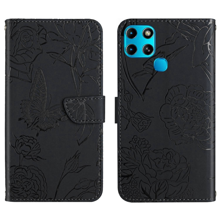 For Infinix Smart 6 HT03 Skin Feel Butterfly Embossed Flip Leather Phone Case