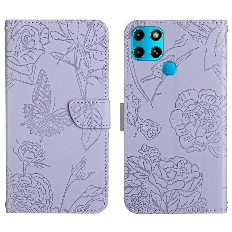 For Infinix Smart 6 HT03 Skin Feel Butterfly Embossed Flip Leather Phone Case
