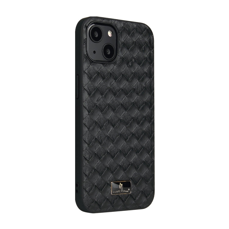 For iPhone 14 Fierre Shann Leather Texture Phone Back Cover Case