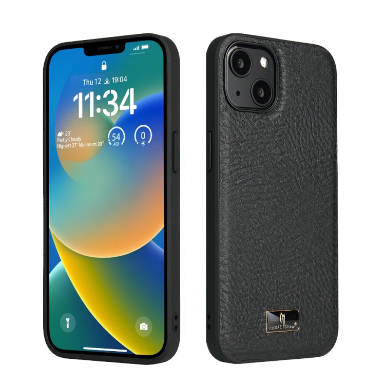 For iPhone 14 Fierre Shann Leather Texture Phone Back Cover Case