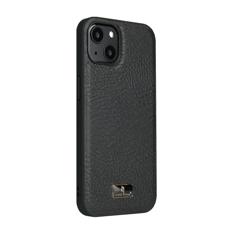 For iPhone 14 Fierre Shann Leather Texture Phone Back Cover Case