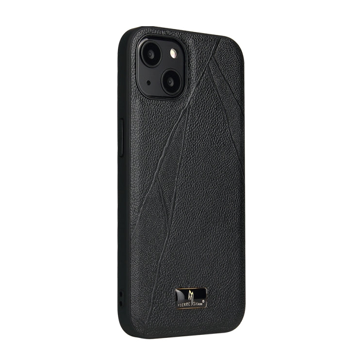 For iPhone 14 Plus Fierre Shann Leather Texture Phone Back Cover Case