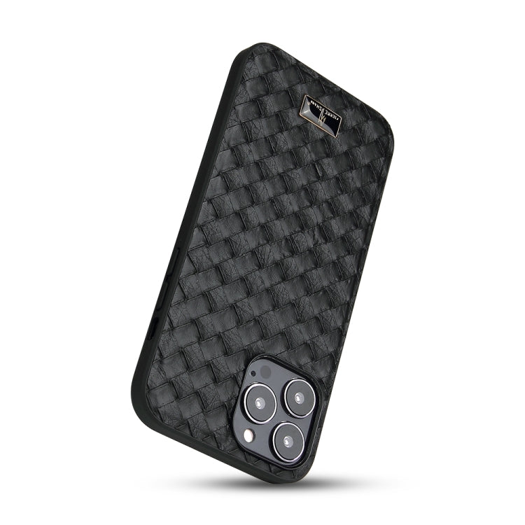 For iPhone 14 Pro Fierre Shann Leather Texture Phone Back Cover Case
