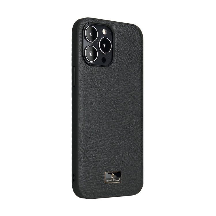 For iPhone 14 Pro Fierre Shann Leather Texture Phone Back Cover Case