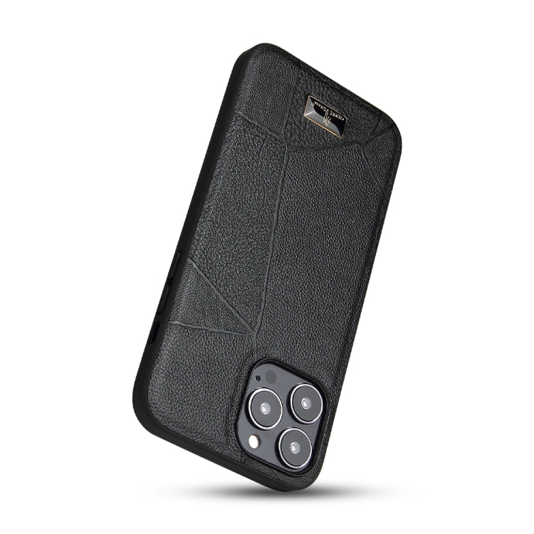 For iPhone 14 Pro Max Fierre Shann Leather Texture Phone Back Cover Case