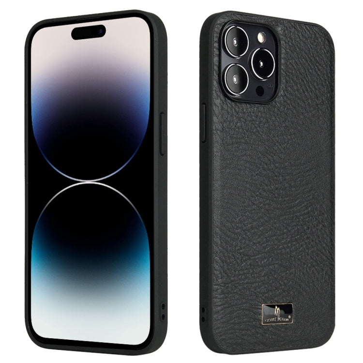For iPhone 14 Pro Max Fierre Shann Leather Texture Phone Back Cover Case