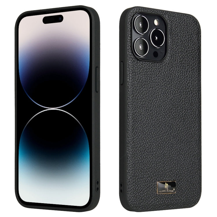 For iPhone 14 Pro Max Fierre Shann Leather Texture Phone Back Cover Case