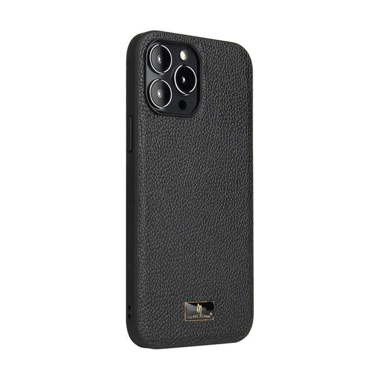 For iPhone 14 Pro Max Fierre Shann Leather Texture Phone Back Cover Case