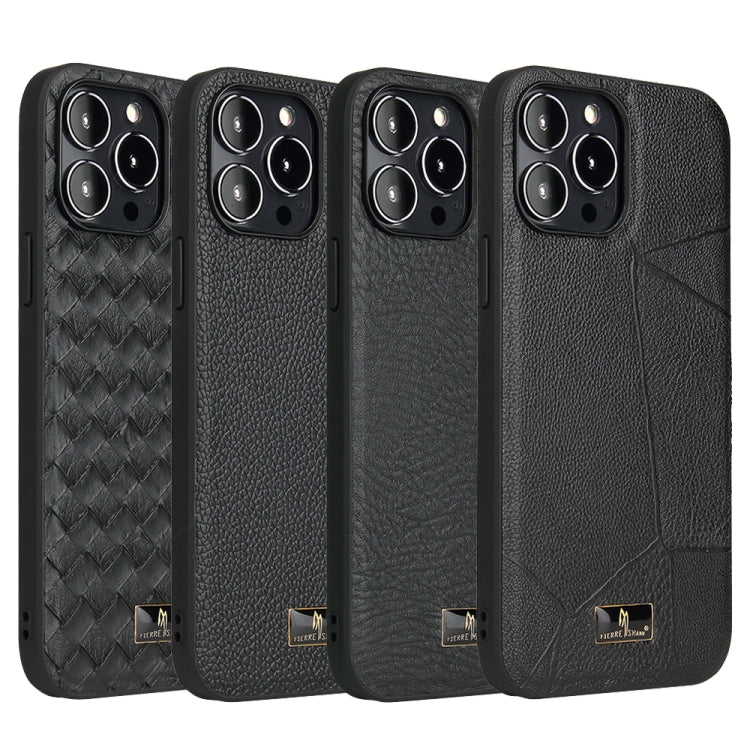 For iPhone 14 Pro Max Fierre Shann Leather Texture Phone Back Cover Case