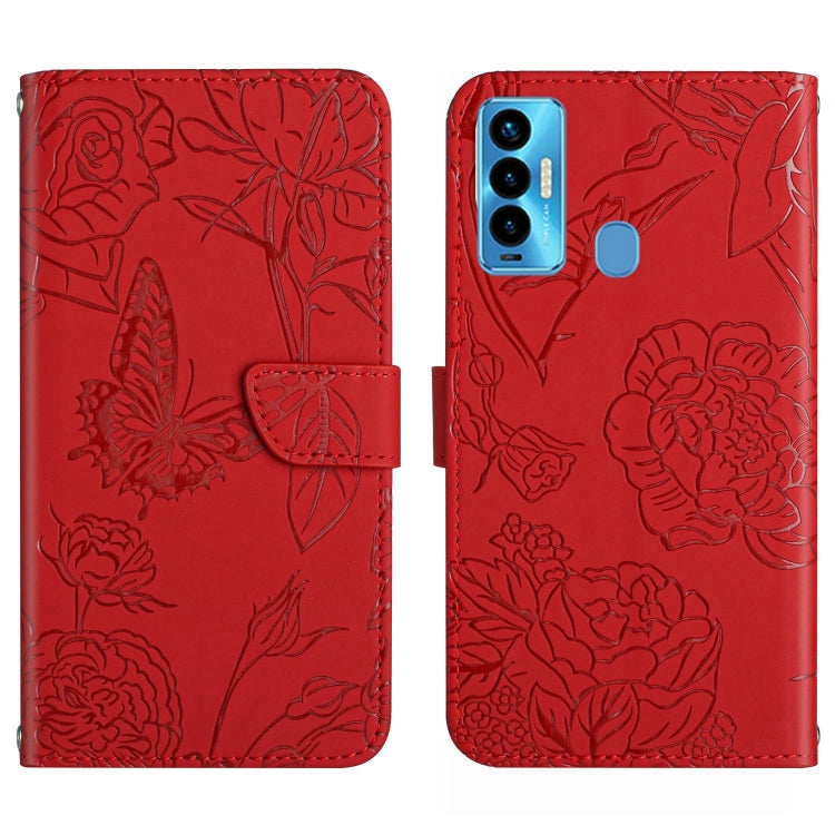 For Tecno Camon 18i HT03 Skin Feel Butterfly Embossed Flip Leather Phone Case