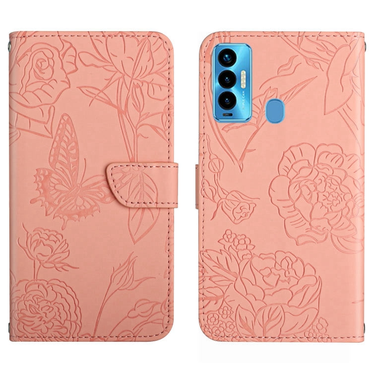For Tecno Camon 18i HT03 Skin Feel Butterfly Embossed Flip Leather Phone Case