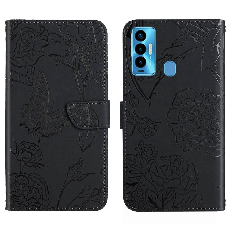 For Tecno Camon 18i HT03 Skin Feel Butterfly Embossed Flip Leather Phone Case