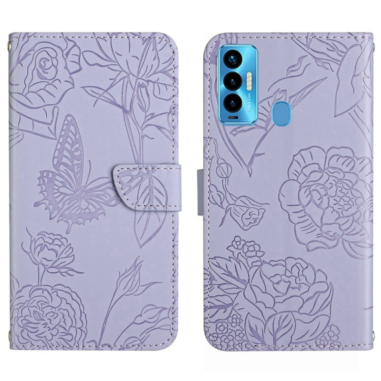 For Tecno Camon 18i HT03 Skin Feel Butterfly Embossed Flip Leather Phone Case