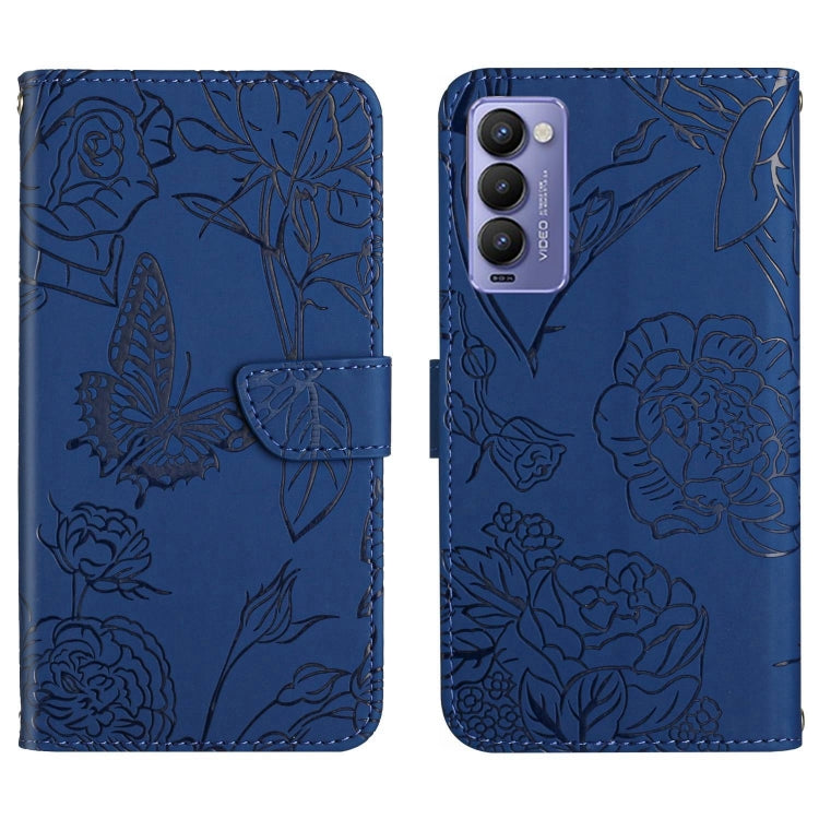 For Tecno Camon 18 P HT03 Skin Feel Butterfly Embossed Flip Leather Phone Case