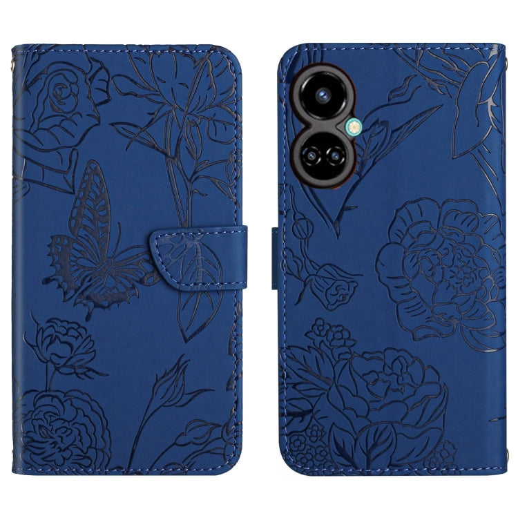 For Tecno Camon 19 4G HT03 Skin Feel Butterfly Embossed Flip Leather Phone Case