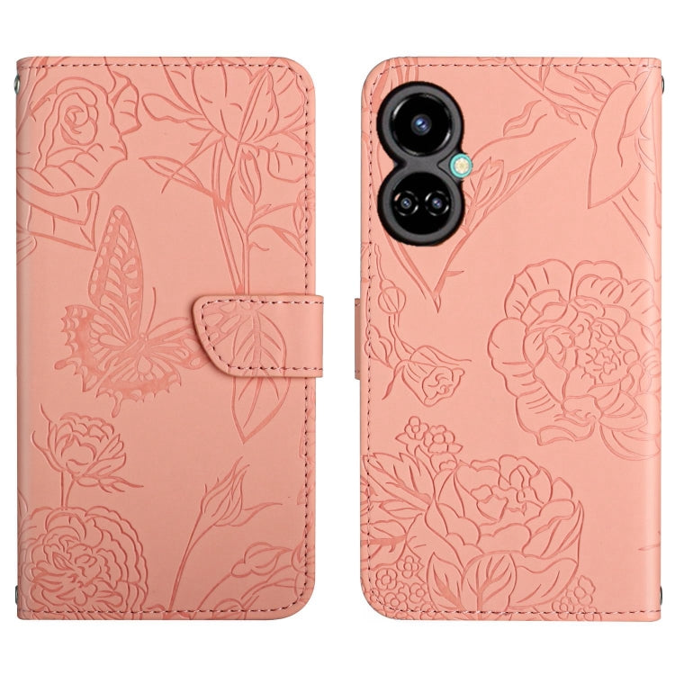 For Tecno Camon 19 Pro 4G HT03 Skin Feel Butterfly Embossed Flip Leather Phone Case