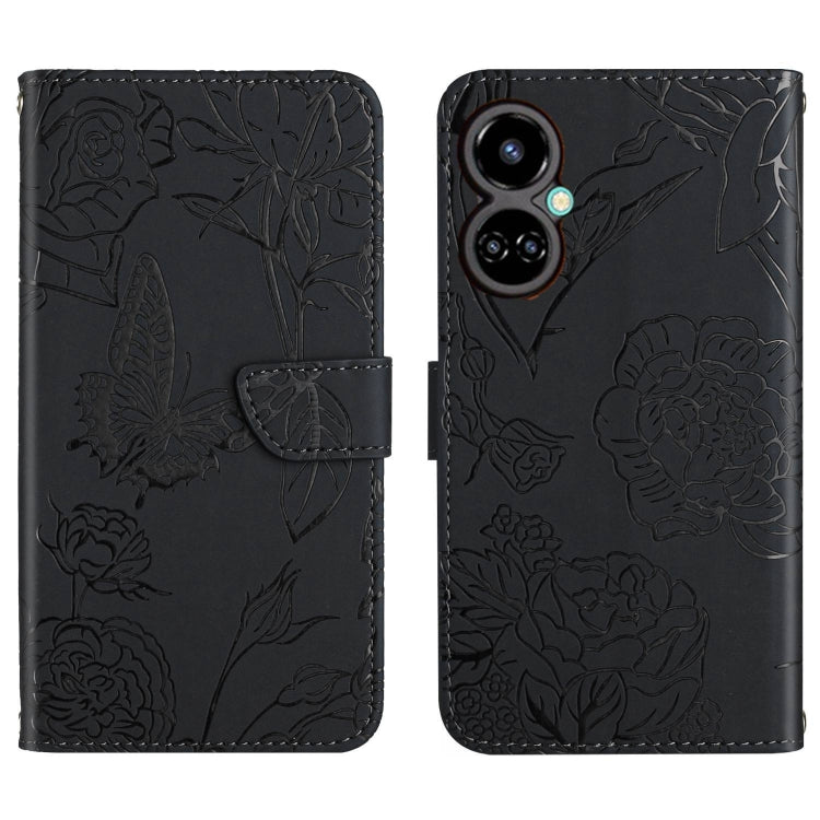For Tecno Camon 19 Pro 4G HT03 Skin Feel Butterfly Embossed Flip Leather Phone Case