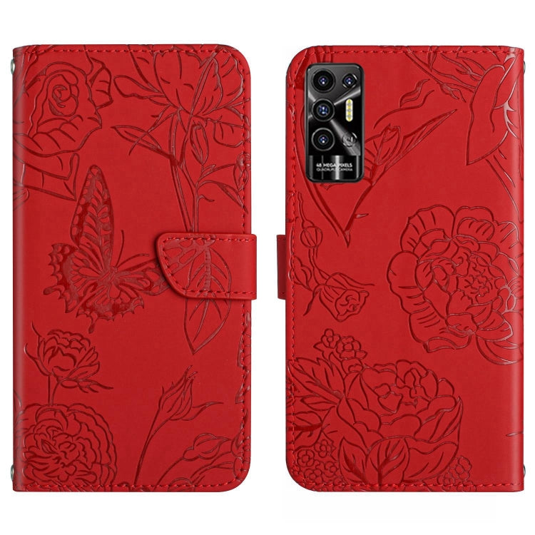 For Tecno Pova 2 HT03 Skin Feel Butterfly Embossed Flip Leather Phone Case