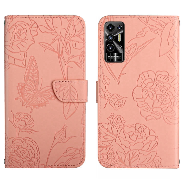 For Tecno Pova 2 HT03 Skin Feel Butterfly Embossed Flip Leather Phone Case