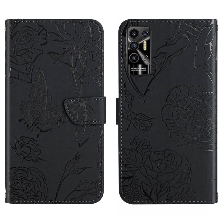 For Tecno Pova 2 HT03 Skin Feel Butterfly Embossed Flip Leather Phone Case