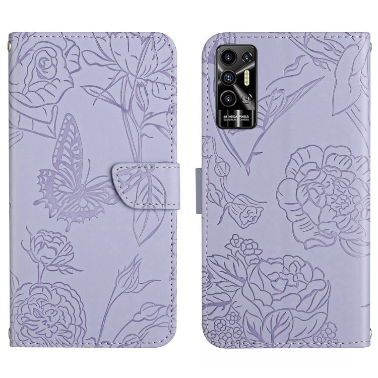 For Tecno Pova 2 HT03 Skin Feel Butterfly Embossed Flip Leather Phone Case