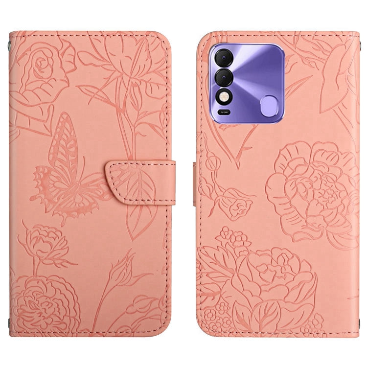 For Tecno Spark 8 HT03 Skin Feel Butterfly Embossed Flip Leather Phone Case