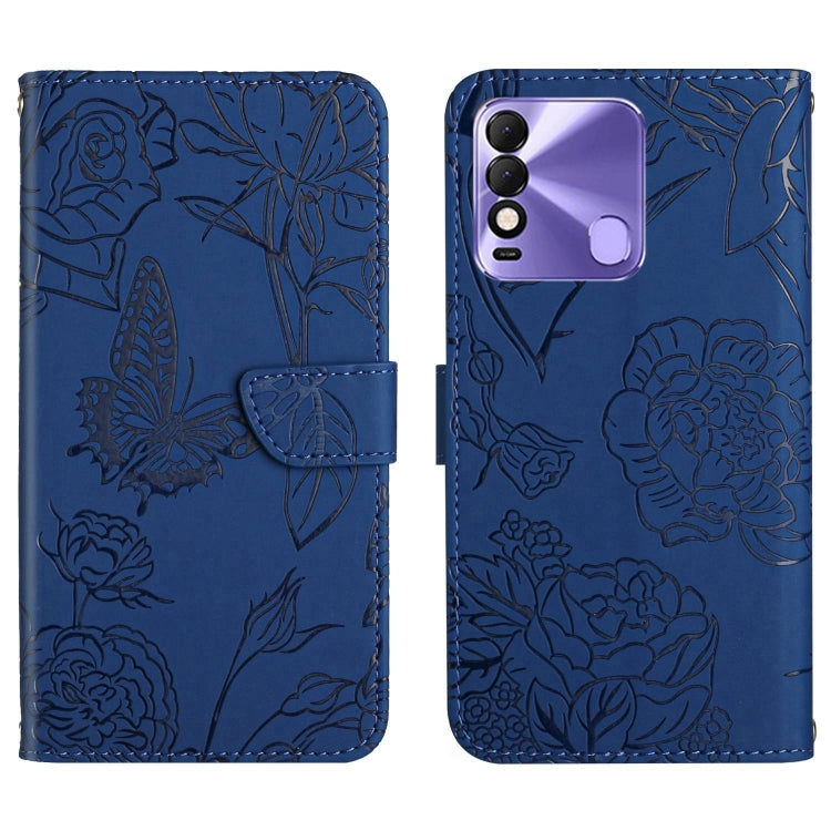 For Tecno Spark 8 HT03 Skin Feel Butterfly Embossed Flip Leather Phone Case
