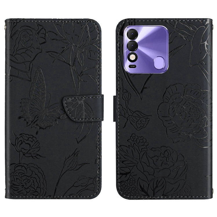For Tecno Spark 8 HT03 Skin Feel Butterfly Embossed Flip Leather Phone Case