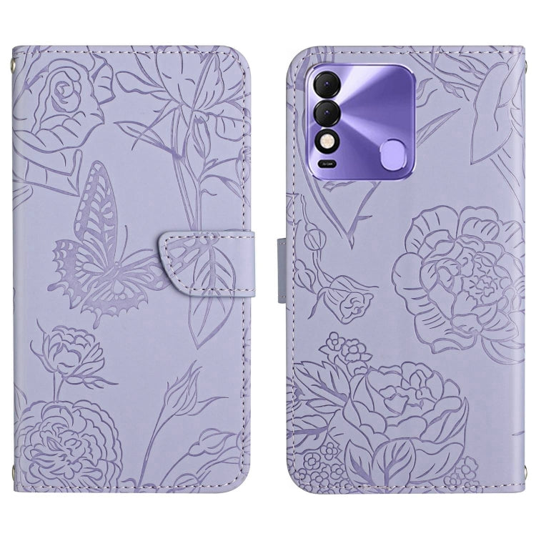 For Tecno Spark 8 HT03 Skin Feel Butterfly Embossed Flip Leather Phone Case
