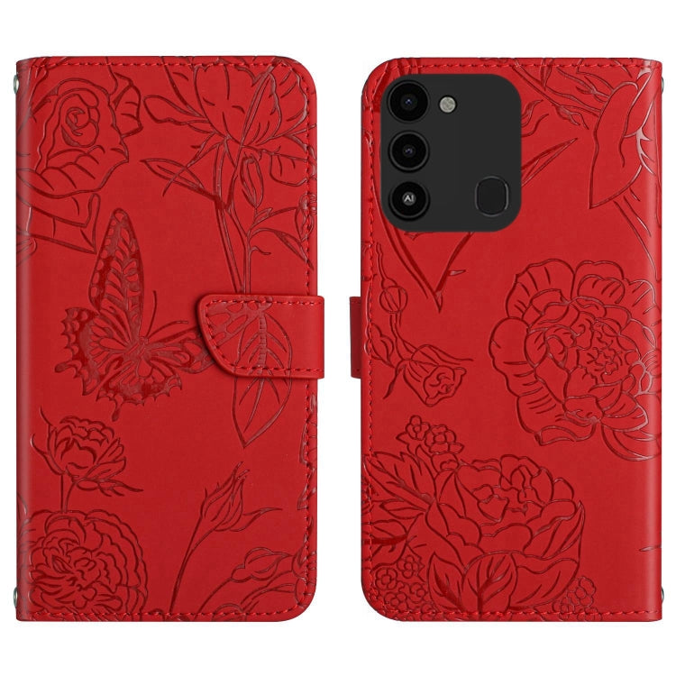 For Tecno Spark Go 2022 HT03 Skin Feel Butterfly Embossed Flip Leather Phone Case