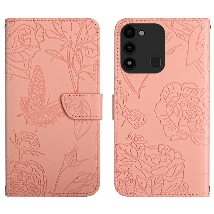 For Tecno Spark Go 2022 HT03 Skin Feel Butterfly Embossed Flip Leather Phone Case
