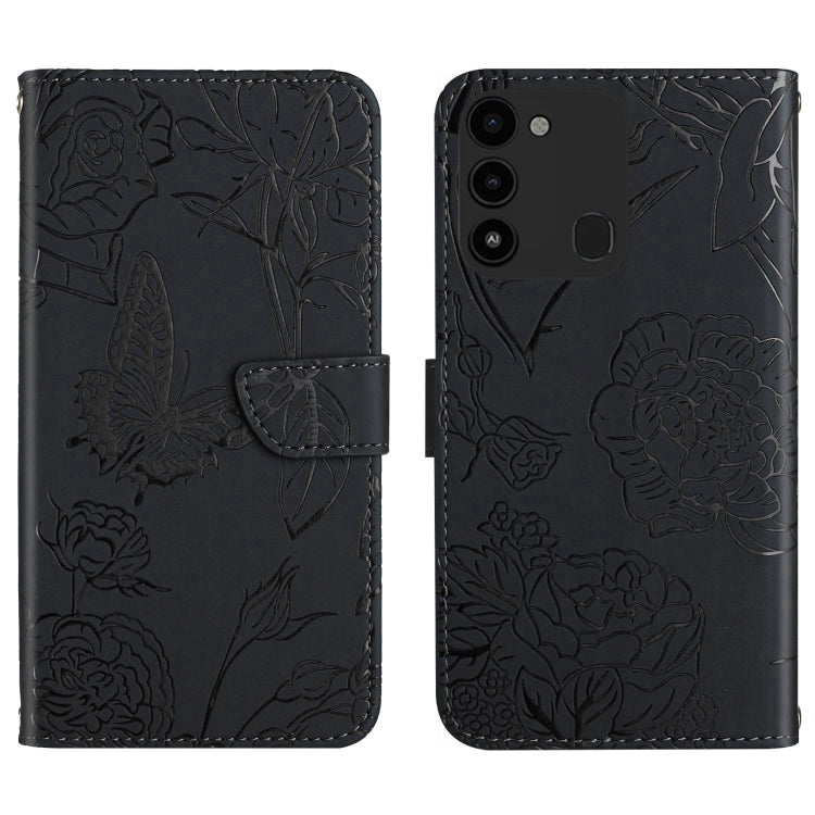 For Tecno Spark Go 2022 HT03 Skin Feel Butterfly Embossed Flip Leather Phone Case