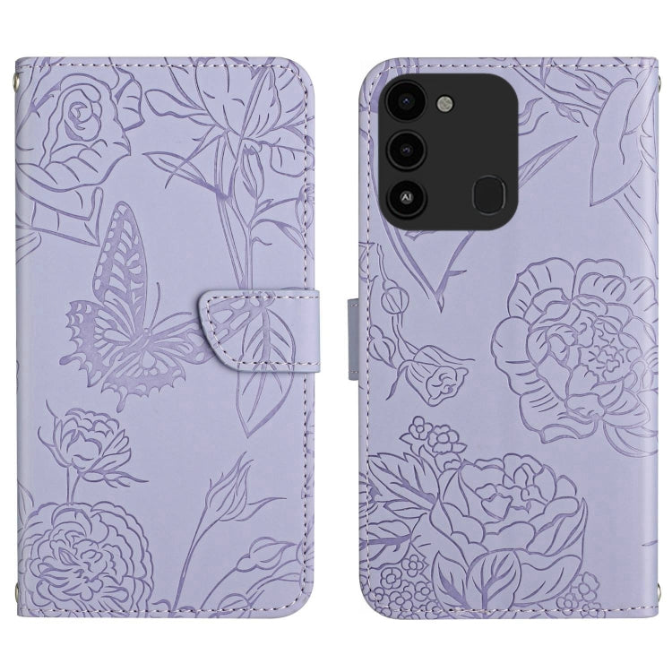 For Tecno Spark Go 2022 HT03 Skin Feel Butterfly Embossed Flip Leather Phone Case