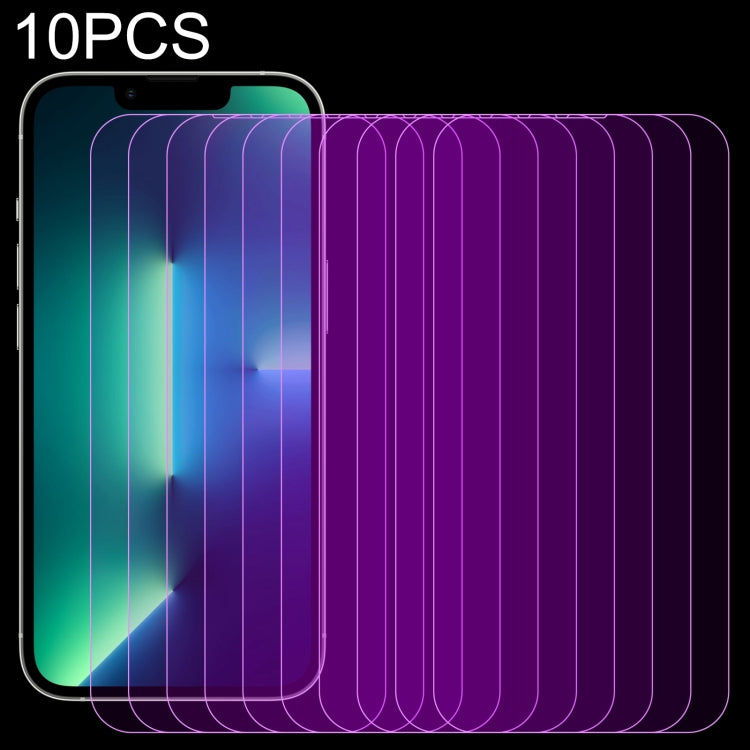 For iPhone 13 Pro Max 10pcs Purple Light Eye Protection Tempered Glass Film