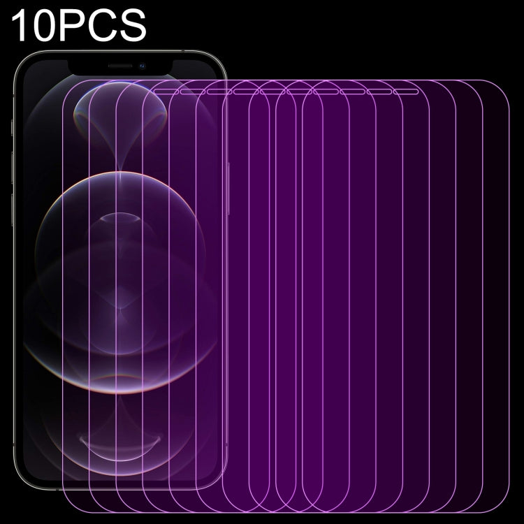 For iPhone 12 / 12 Pro 10pcs Purple Light Eye Protection Tempered Glass Film